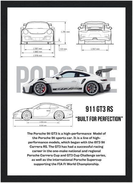 Semi-Glossy Paper GT3 RS Wooden Framed A3 Poster